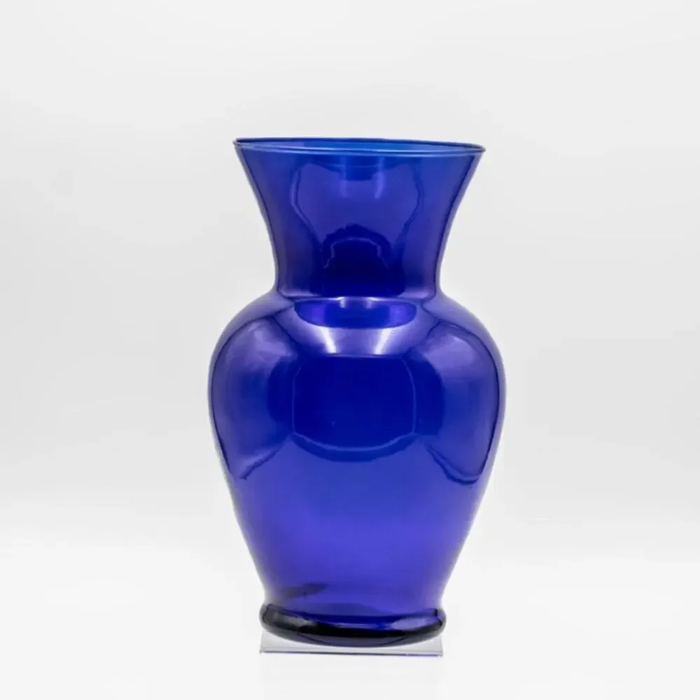 5 COBALT BLUE Glass Vase Set. 4-11” LARGE GLASS VASES & 1-5” Square Heavy Vase.